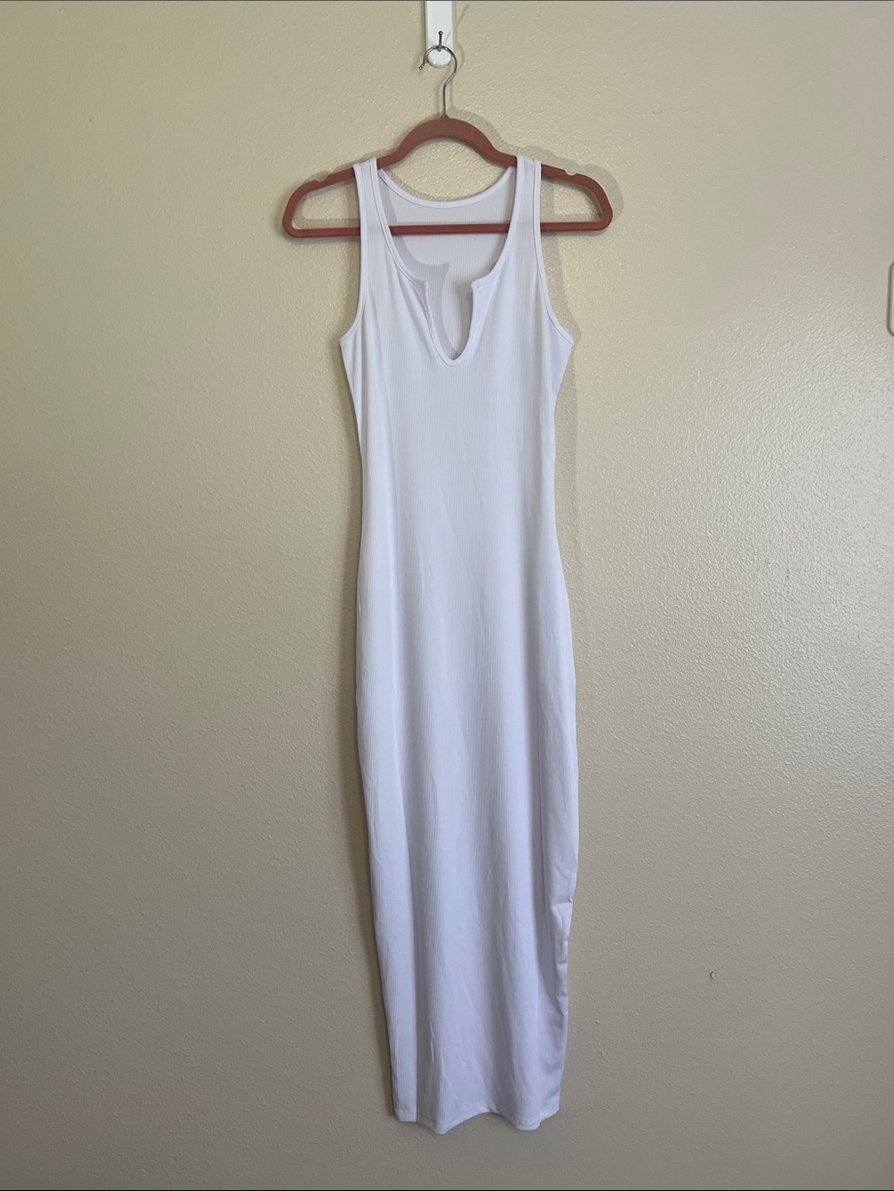 Women's White Sleeveless Tank Maxi Dress